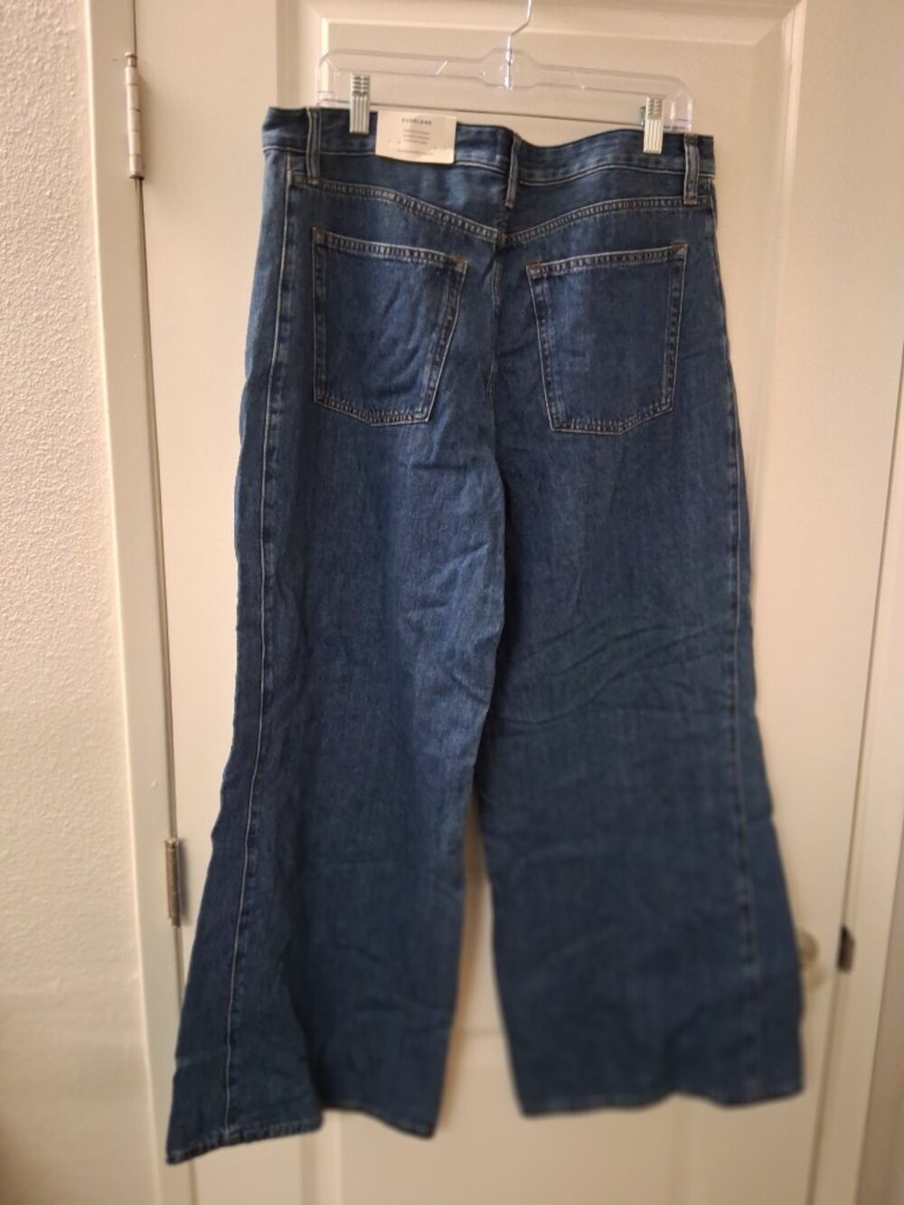 Everlane Paneled Ultra Wide Leg Jeans Indigo Blue High Rise SZ 32R - Picture 4 of 10